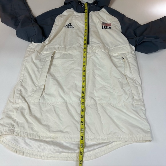 Adidas Men’s Windbreaker Lightweight Jacket Size Medium USA Gray White #2947 - Picture 6 of 11